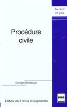 Couverture du livre « Procedure civile » de Bendjouya G aux éditions Pu De Grenoble