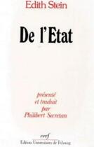 Couverture du livre « De l'état » de Stein E aux éditions Cerf