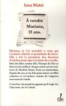 Couverture du livre « À vendre Mariana, 15 ans » de Iana Matei aux éditions Oh !