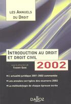 Couverture du livre « Intro Au Droit 2002 Annuels Droit » de Gare-T aux éditions Dalloz