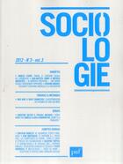 Couverture du livre « REVUE SOCIOLOGIE n.2012/3 » de Revue Sociologie aux éditions Puf