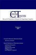 Couverture du livre « Cognitextes T.1 » de Revue Cognitextes aux éditions Assoc° Francaise Linguistique Cognitive