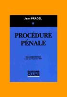 Couverture du livre « Procédure pénale (9e édition) » de Jean Pradel aux éditions Cujas