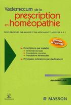 Couverture du livre « Vademecum de la prescription en homéopathie » de Horvilleur aux éditions Elsevier-masson