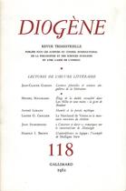 Couverture du livre « Diogene 118 » de Collectifs Gallimard aux éditions Gallimard
