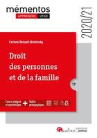 Couverture du livre « Droit des personnes et de la famille (édition 2020/2021) » de Corinne Renault-Brahinsky aux éditions Gualino