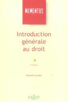 Couverture du livre « Introduction Generale Au Droit » de Patrick Courbe aux éditions Dalloz