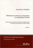 Couverture du livre « Jean-Pierre Chambon, méthodes de recherche en linguistique et philologie romane » de  aux éditions Eliphi