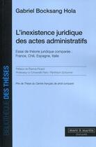 Couverture du livre « L'inexistence juridique des actes administratifs » de Gabriel Bocksang Hola aux éditions Mare & Martin