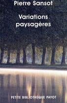 Couverture du livre « Variations paysagères » de Pierre Sansot aux éditions Rivages