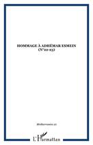 Couverture du livre « Hommage à Adhemar Esmein » de  aux éditions Editions L'harmattan