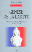 Couverture du livre « Genese de la laicite » de Daniel Moulinet aux éditions Cerf