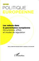 Couverture du livre « REVUE POLITIQUE EUROPEENNE t.45 : les valeurs dans la gouvernance européenne ; occurrences effets et modes de régulation » de Revue Politique Europeenne aux éditions L'harmattan
