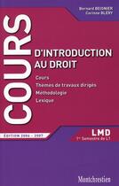 Couverture du livre « Cours d'introduction au droit (édition 2006-2007) » de Beignier/Blery aux éditions Lgdj