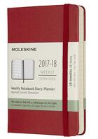 Couverture du livre « Agenda 18 mois semainier 17-18 poche rouge rigide » de  aux éditions Moleskine