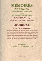 Couverture du livre « Mémoires secrets ou journal d'un observateur t.8 1775 » de Louis Petit De Bachaumont aux éditions Paleo
