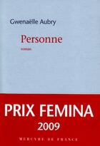 Couverture du livre « Personne » de Gwenaelle Aubry aux éditions Mercure De France
