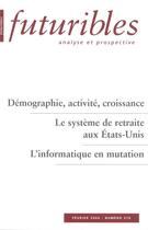 Couverture du livre « Démographie, activité, croissance » de Durance/Godet aux éditions Futuribles