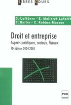 Couverture du livre « Droit et entreprise 10 eme edition (10e édition) » de Laforet aux éditions Pu De Grenoble