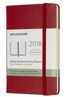 Couverture du livre « Agenda 2018 semainier horizontal poche rigide rouge » de  aux éditions Moleskine