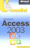 Couverture du livre « L'Essentiel Access 2003 » de Online Training Solu aux éditions Dunod