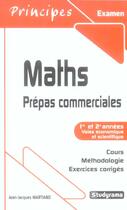 Couverture du livre « Maths - Prepas Commerciales » de Martiano Jean-Jacque aux éditions Studyrama
