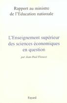 Couverture du livre « L'Enseignement supérieur de l'économie en question » de Jean-Paul Fitoussi aux éditions Fayard