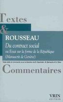 Couverture du livre « Du contrat social ou essai sur la forme de la République ; manuscrit de geneve » de Jean-Jacques Rousseau aux éditions Vrin