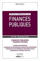 Couverture du livre « Revue française de finances publiques ; novembre 2012 » de Revue Francaise De Finances Publiques aux éditions Lgdj