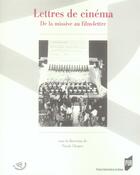 Couverture du livre « Lettres de cinéma ; de la missive au film lettré » de Nicole Cloarec aux éditions Pu De Rennes