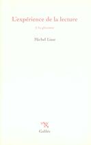 Couverture du livre « L'experience de la lecture t2 - vol02 » de Michel Lisse aux éditions Galilee