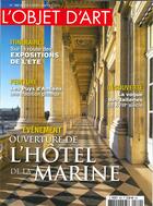 Couverture du livre « L'objet d'art n 580 : hotel de la marine - juil/aout 2021 » de  aux éditions L'objet D'art