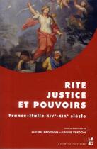 Couverture du livre « Rite justice et pouvoirs » de Faggion/Verdon aux éditions Pu De Provence