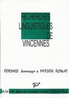 Couverture du livre « Formes Hommage A Mitsou Ronat » de  aux éditions Pu De Vincennes