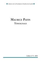 Couverture du livre « Maurice Patin, témoignage » de  aux éditions Nouveau Monde