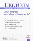 Couverture du livre « Legicom t.51 ; le livre numérique : une révolution juridique en marche » de Legicom aux éditions Dalloz