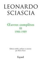 Couverture du livre « Oeuvres completes, tome 3 » de Sciascia-L aux éditions Fayard