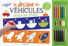 Couverture du livre « Je dessine les véhicules étape par étape » de Shutterstock et Claire Chabot aux éditions Petits Genies