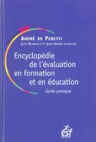 Couverture du livre « Encyclopedie de l evaluation » de Andre De Peretti aux éditions Esf