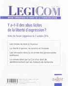 Couverture du livre « Legicom t.54 ; y a-t-il des abus licites de la liberté d'expression ? » de Legicom aux éditions Dalloz