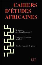Couverture du livre « Cahiers d'études africaines T.157 » de  aux éditions Ehess