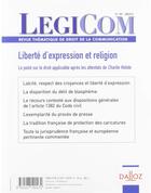 Couverture du livre « Legicom t.55 ; liberté d'expression et religion » de Legicom aux éditions Dalloz