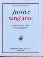 Couverture du livre « Justice sanglante » de Thomas De Quincey aux éditions Corti