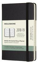 Couverture du livre « Agenda 18 mois semainier horizontal poche noir rigide » de  aux éditions Moleskine