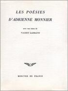 Couverture du livre « Les poesies » de Adrienne Monnier aux éditions Mercure De France