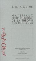 Couverture du livre « Matériaux pour l'histoire de la théorie des couleurs » de Johann Wolfgang Von Goethe aux éditions Pu Du Midi