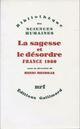 Couverture du livre « La sagesse et le désordre - france 1980 » de Henri Mendras aux éditions Gallimard (patrimoine Numerise)
