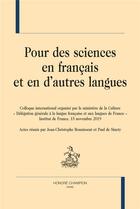 Couverture du livre « Pour des sciences en français et en d'autres langues » de  aux éditions Honore Champion