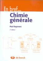 Couverture du livre « Chimie generale » de Depovere aux éditions De Boeck
