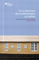 Couverture du livre « De la didactique des mathématiques au Québec » de Jerome Proulx aux éditions Pu De Quebec